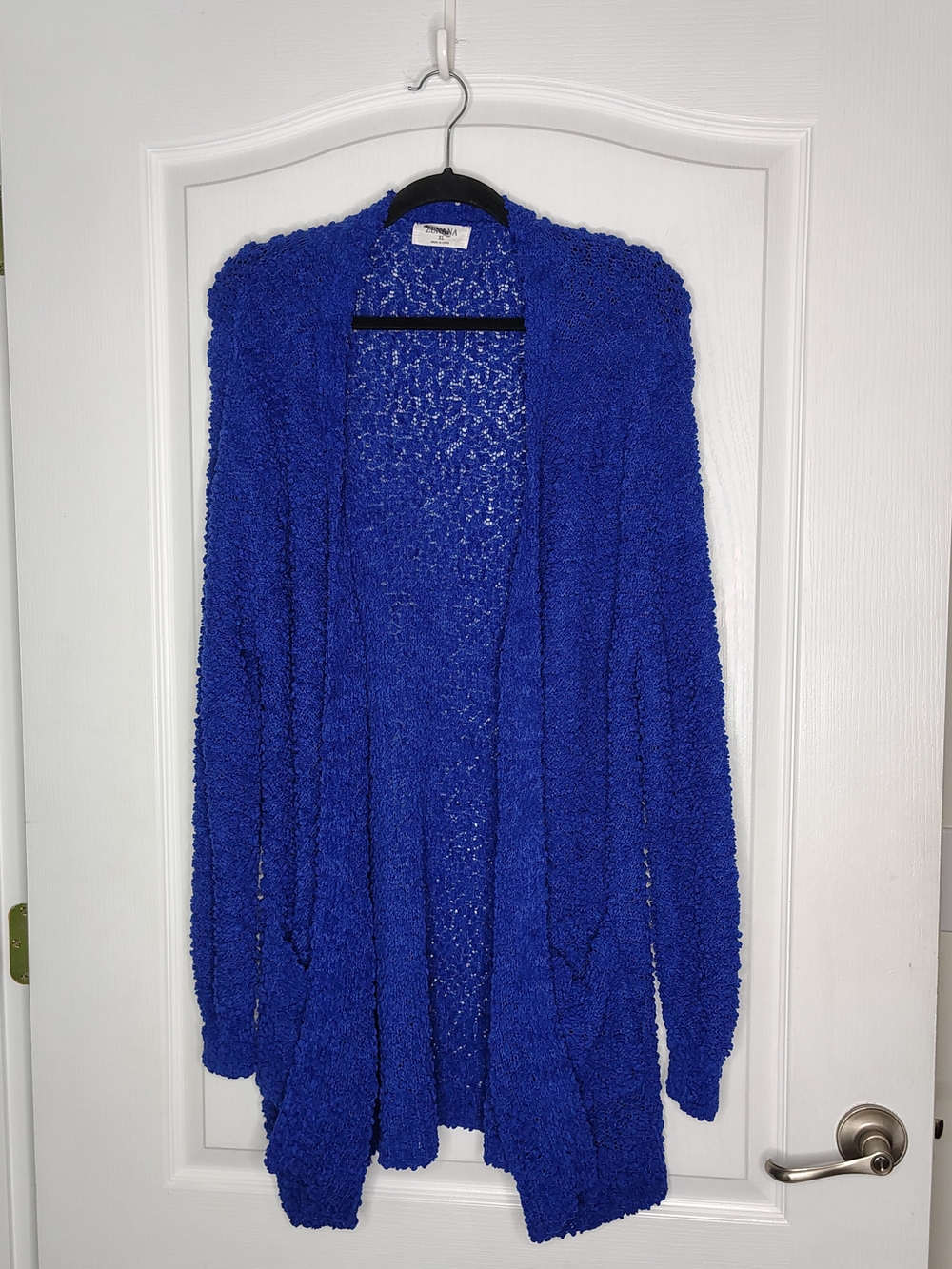 Zenana Outfitters Royal Blue Bouclé Open Cardigan